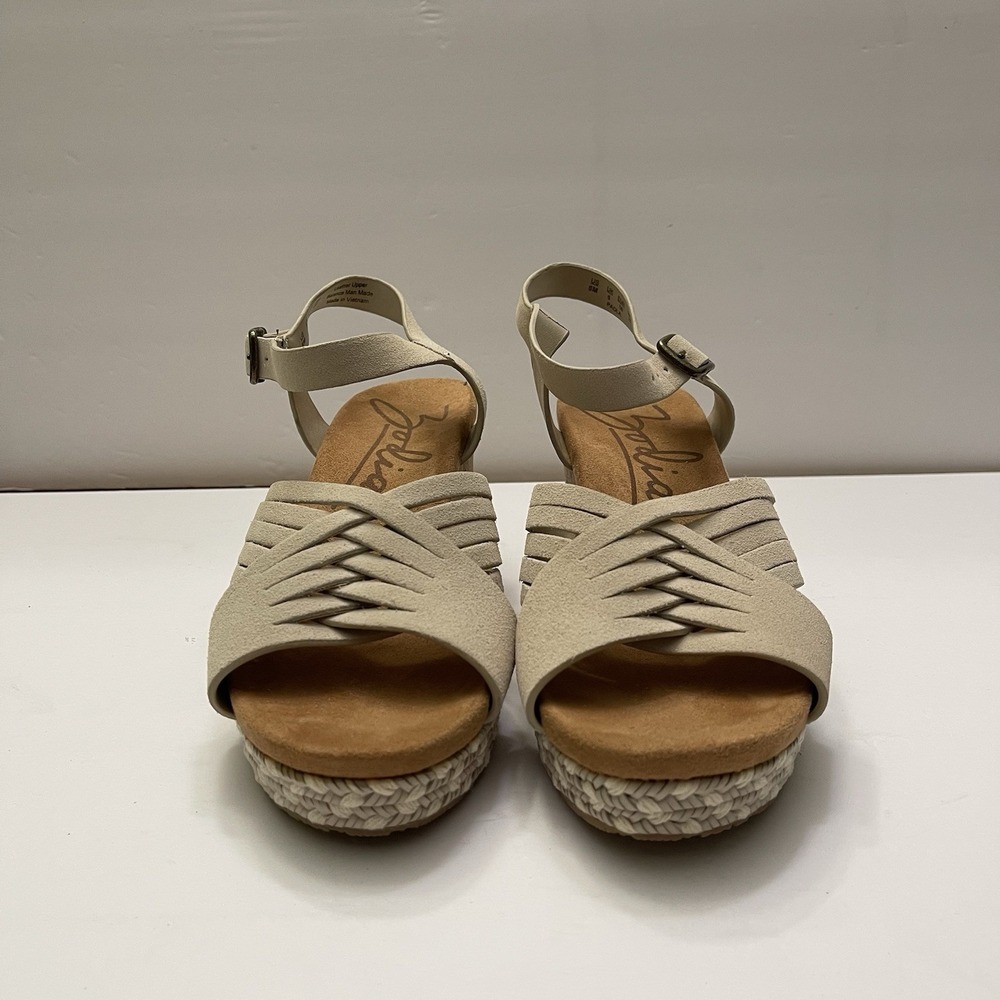 ZODIAC‎ Paola Beige Birch Platform Cork  Wedge Leather Sandals Womens 8M - Picture 3 of 12